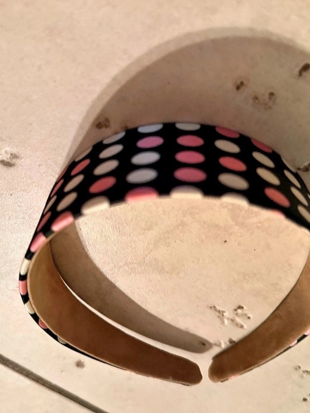 Wide Padded Headband Black Pink White Polka Dot Statement Hair Accessory